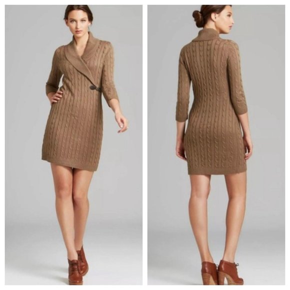 Calvin Klein Dresses & Skirts - Calvin Klein Beige Tan Cableknit Sweaterdress